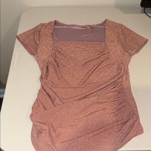 Shimmering Short Sleeve Top in Rose Gold